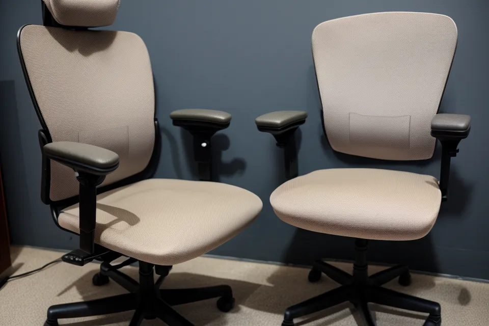 Side view showing the correct ergonomic gap between a chair seat and the user's knees.