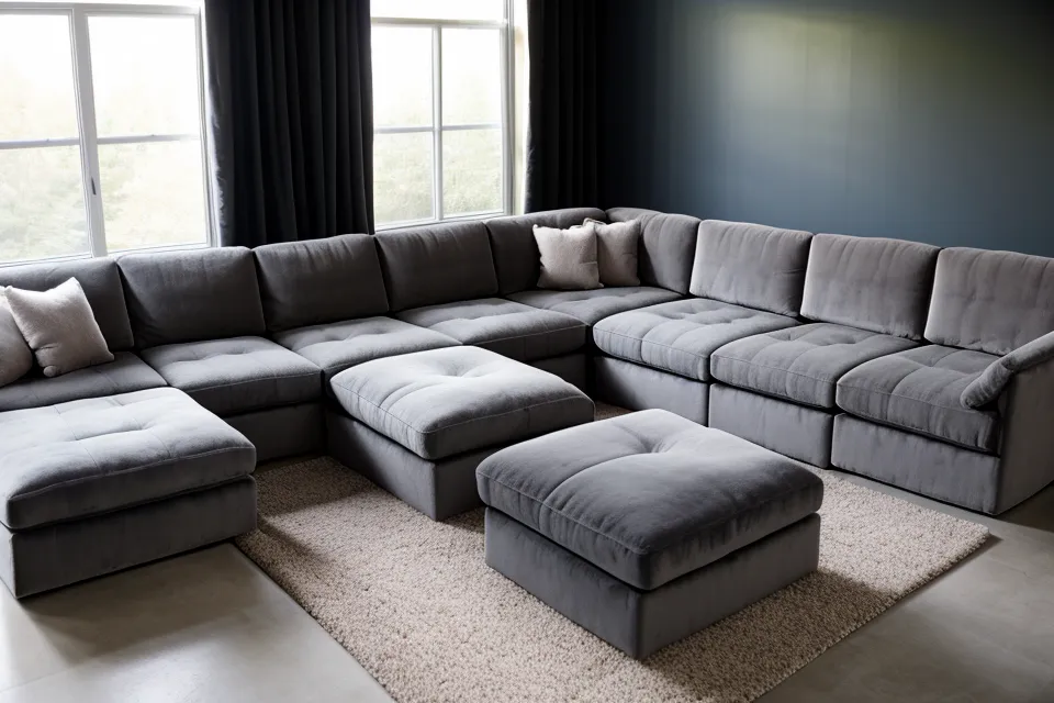 A Lovesac Sactional in the Deep Movie Lounger configuration.