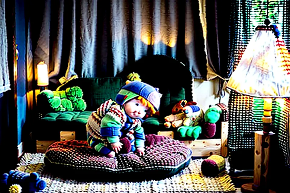 Modular sofa pieces used to create a play fort for a toddler.