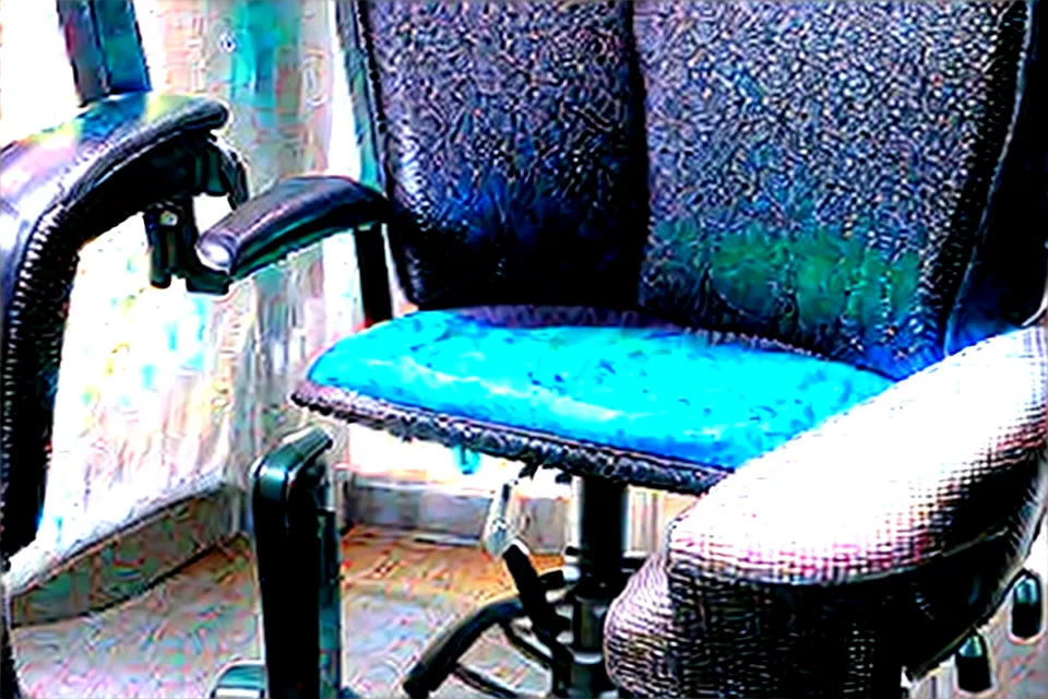 Close-up of the ergonomic adjustment controls on a Steelcase Leap V2 office chair.