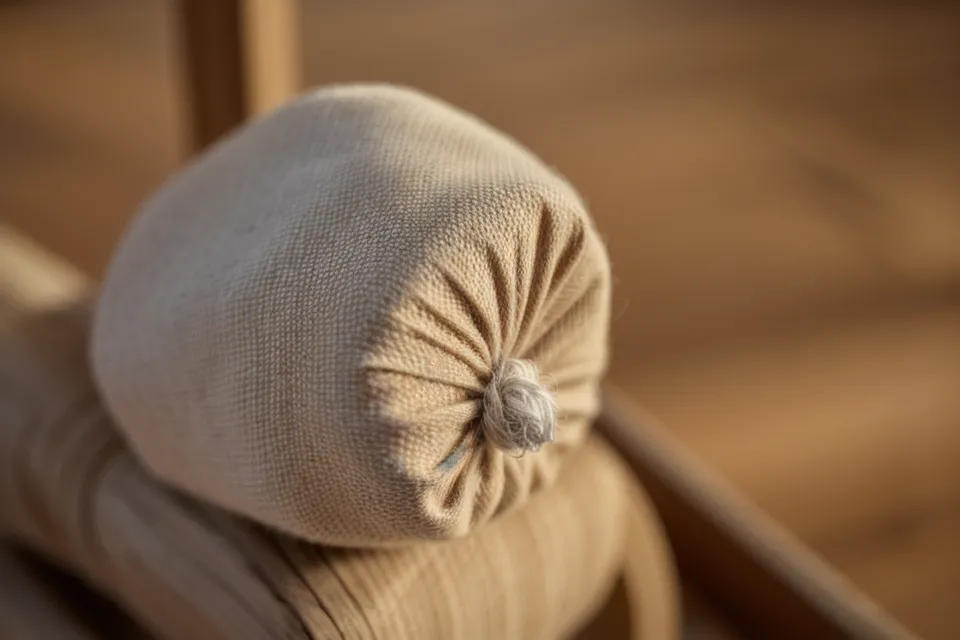 Close-up of durable furniture fabric and kiln-dried wood samples on a desk.