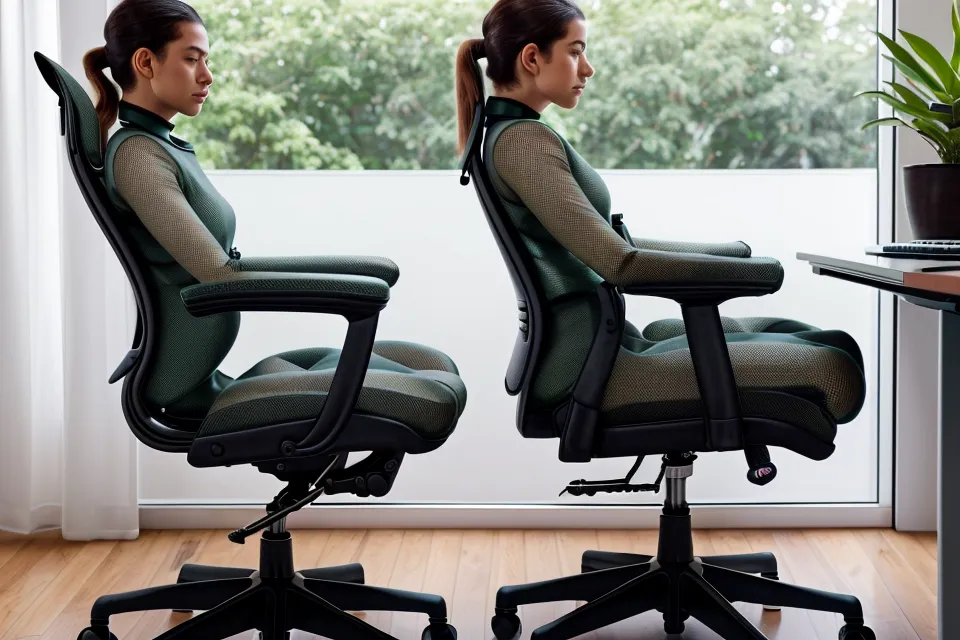 Side view of an ergonomic office chair highlighting lumbar support curve