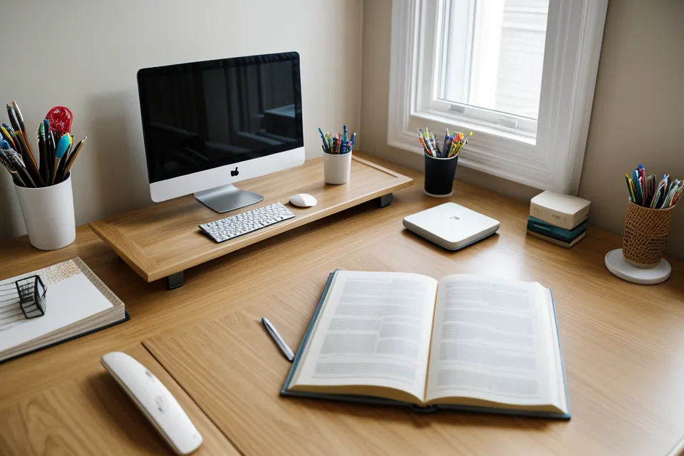 A functional home office setup featuring a high-end ergonomic chair and standing desk.